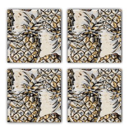 Hermia Set de 4 Alfombrillas de Cristal de Piedra Natural Multicolor